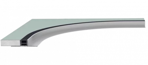 <font color =#3a4d73><b>Saga Klips TP-Flex<br>Art.-Nr.: Sk-Tpflex-Alu-0010</font></b><br>Rundbogen mit integriertem Gipsstreifen<br>für 12,5mm Einbau<br>1/4 Kreis<br>1-läufig, Inneneck